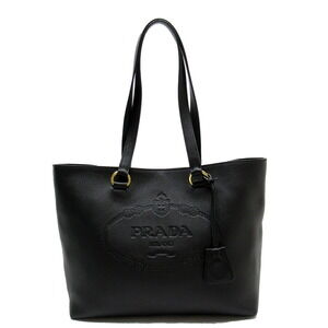 PRADA Shoulder Bag Tote Nero Black Gold Leather